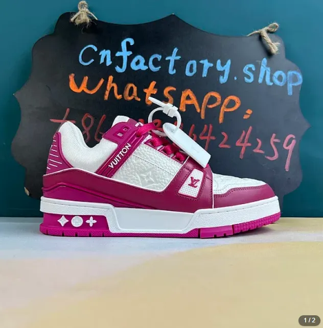 Lv Trainer Low White Fuchsia - Image 2