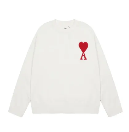 Ami Love 2023ss Classic Jacquard Big Love Round Neck Sweater 15 Colors - Image 2