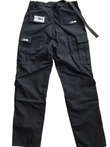Corteiz pants cargo black white logo - Image 2