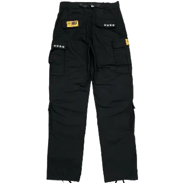 Corteiz pants cargo black White Logo Yellow Patch - Image 2