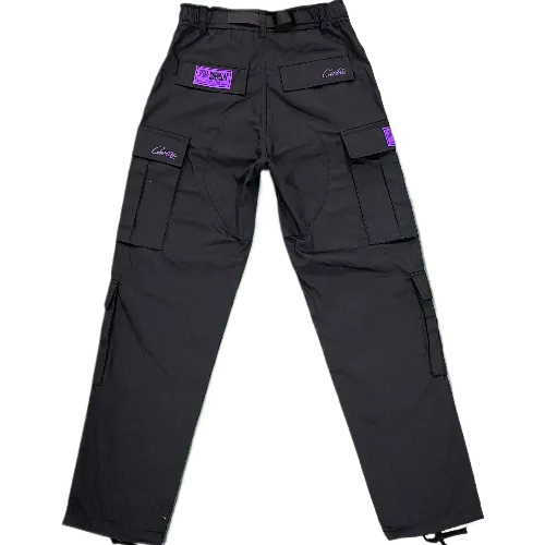 Corteiz pants cargo Black Purple Logo - Image 2