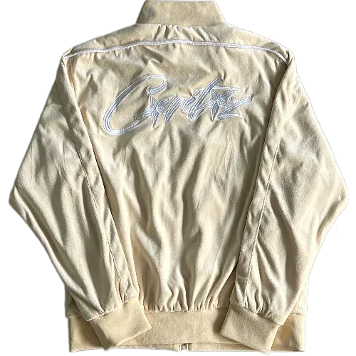 corteiz zip up hoodie Velor tracksuit – Cream - Image 2